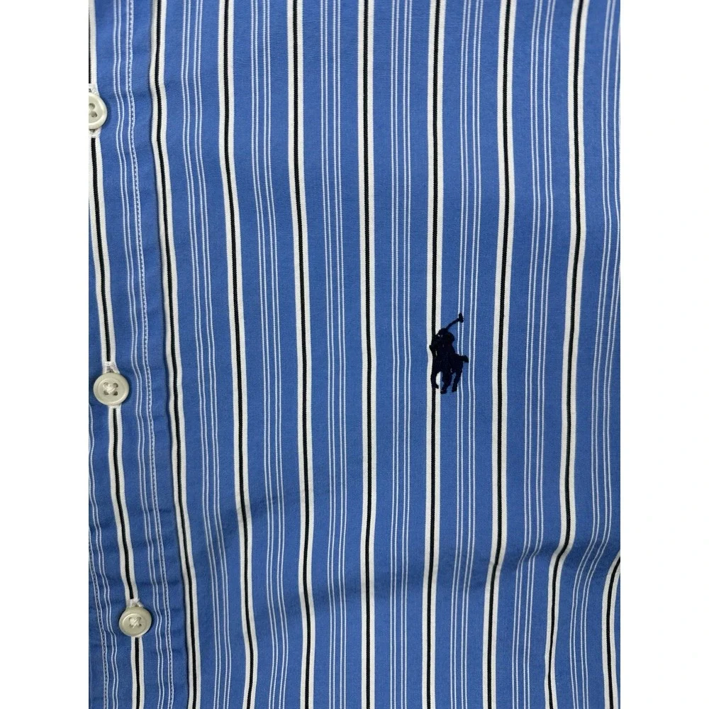 Polo Ralph Lauren Classic Fit Blue Striped L/S Button Down Dress Shirt Men's XL